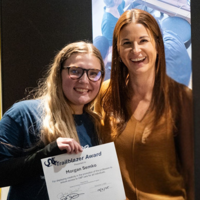 Morgan and Julie with certificate