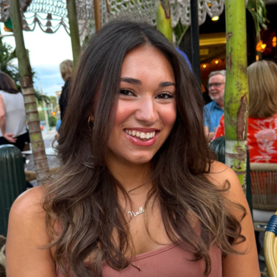 Noelle at a restaurant