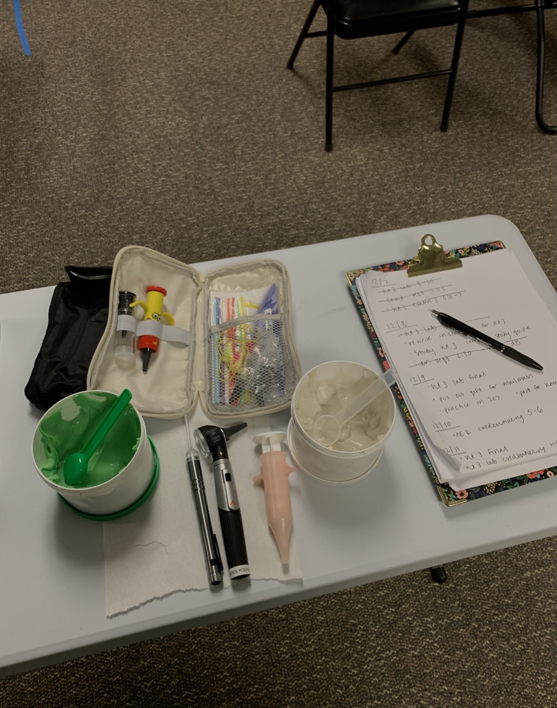 Renee's desk and audiology tools
