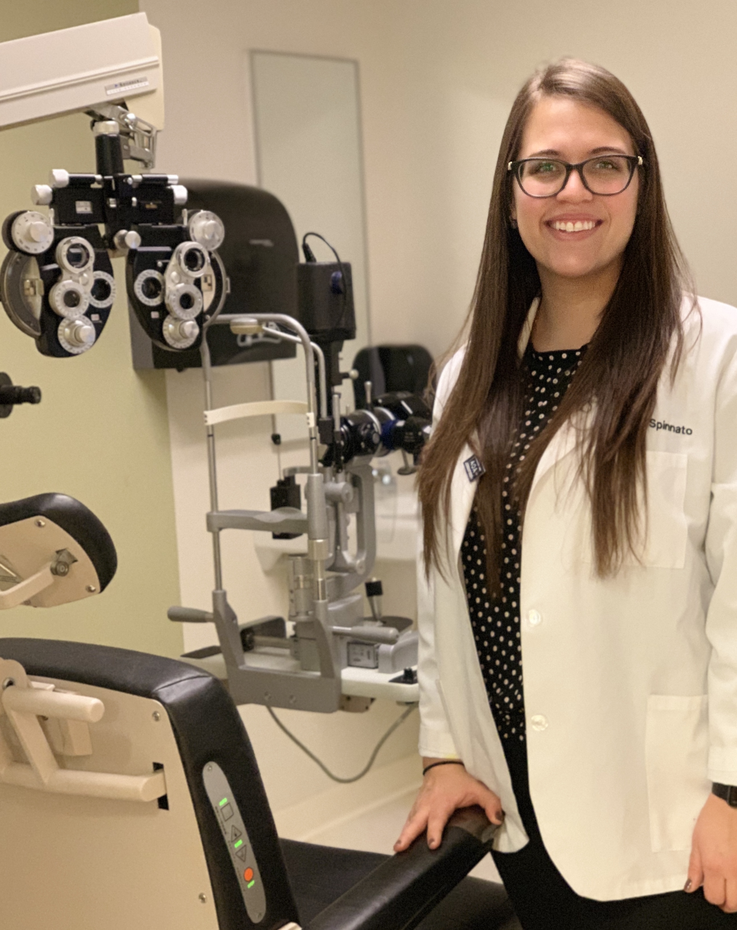 Samantha in an optometry exam room
