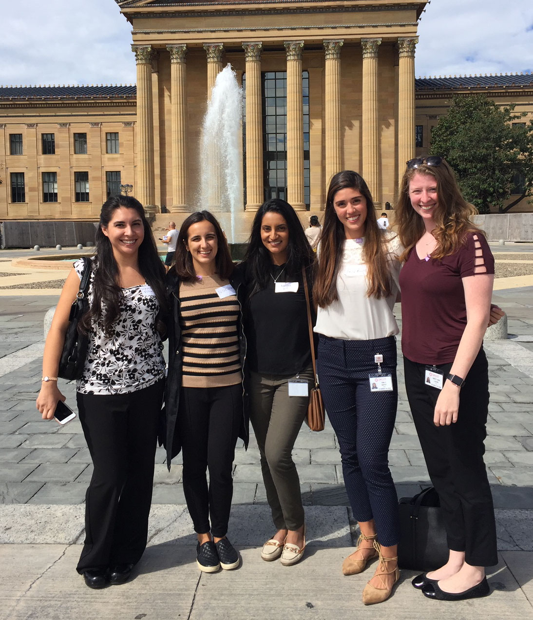 Samonne and her friends in front of the Philadelphia Museum of Art
