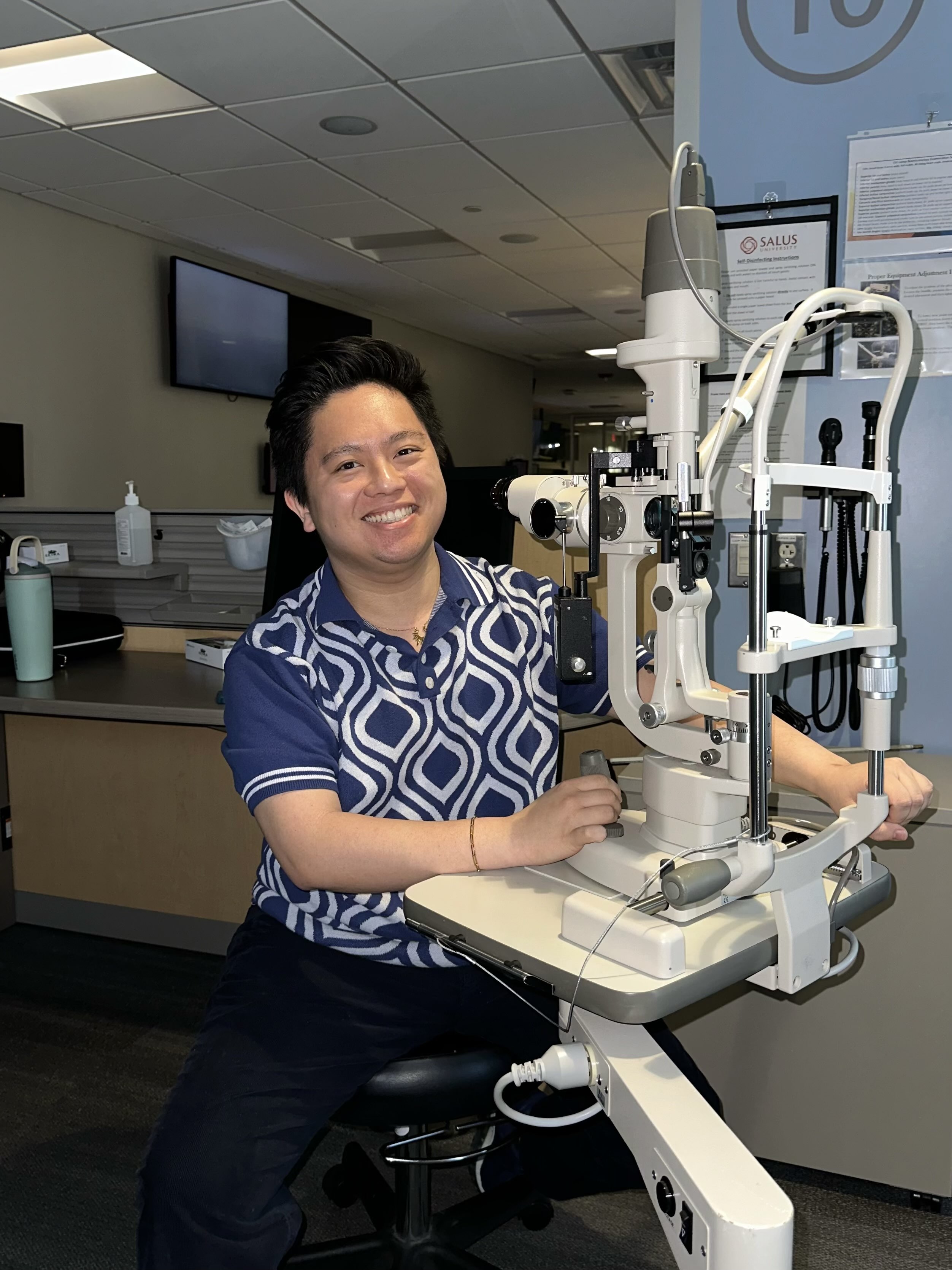 Joshua in the optometry lab