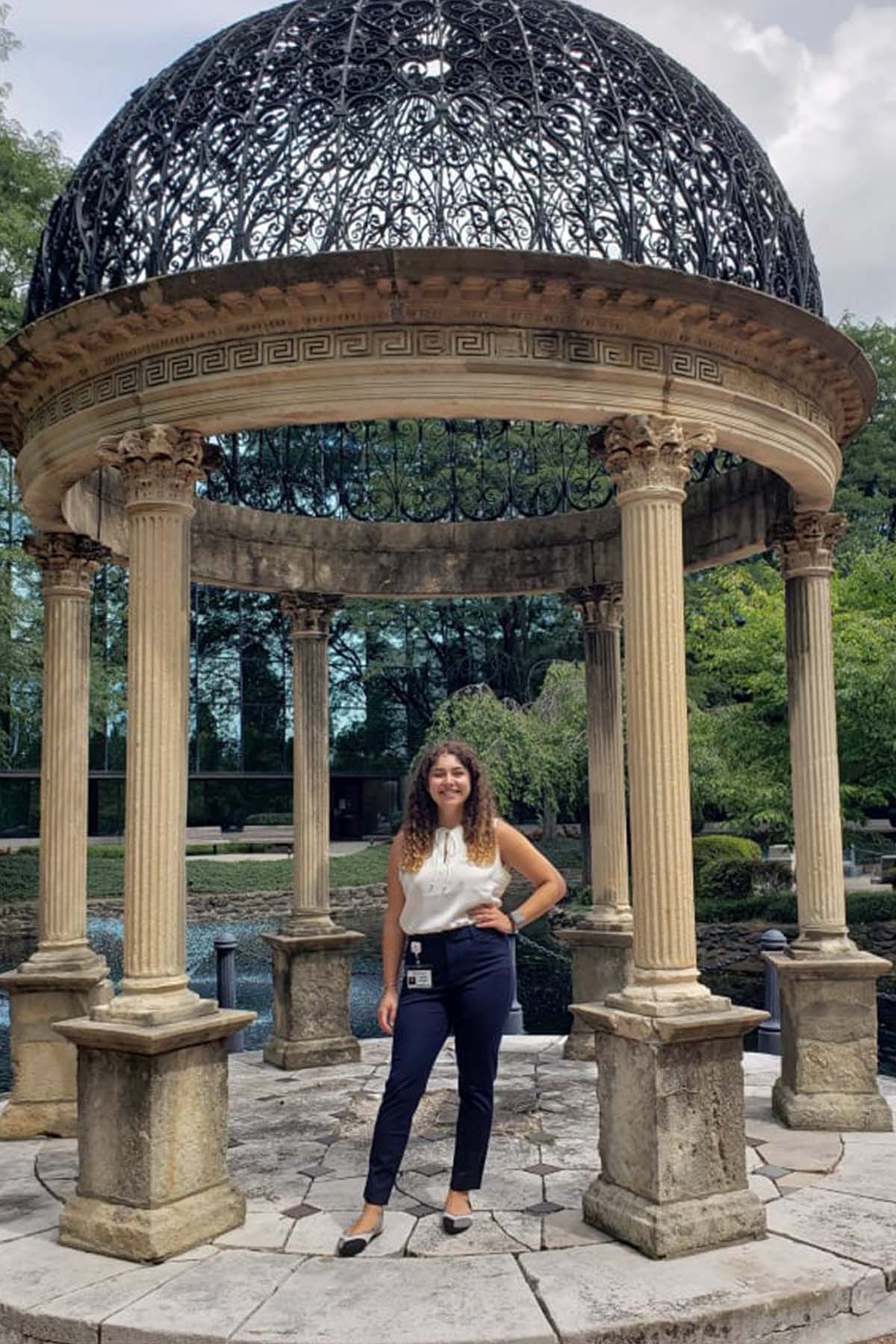 Sophie Wollman standing at the Elkins Park campus gazebo.