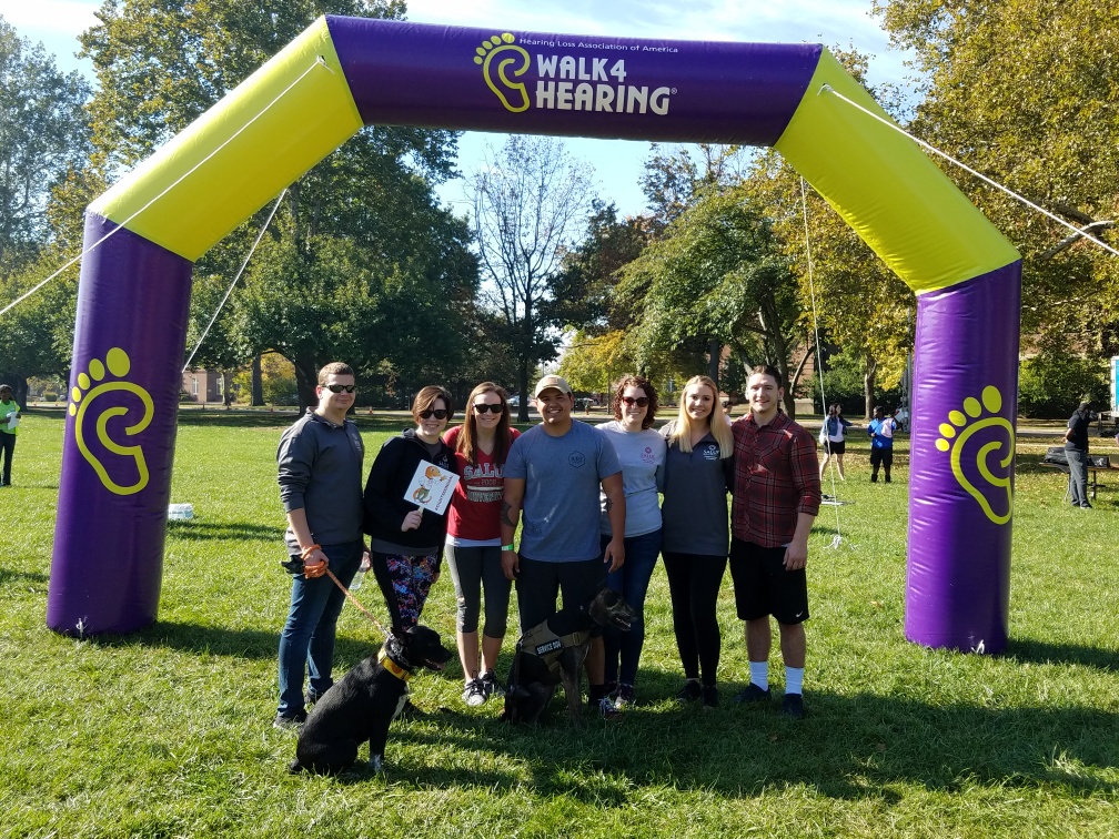 Tracey and her family and friends at walk for hearing